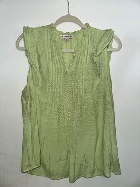Nanette | Sage Green Ruffle Sleeve Blouse | M